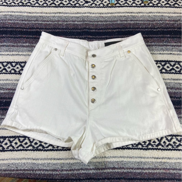 Rag & Bone Branson Snap Button Fly White High Rise Waist Jean Denim Shorts 8 M - Picture 2 of 12